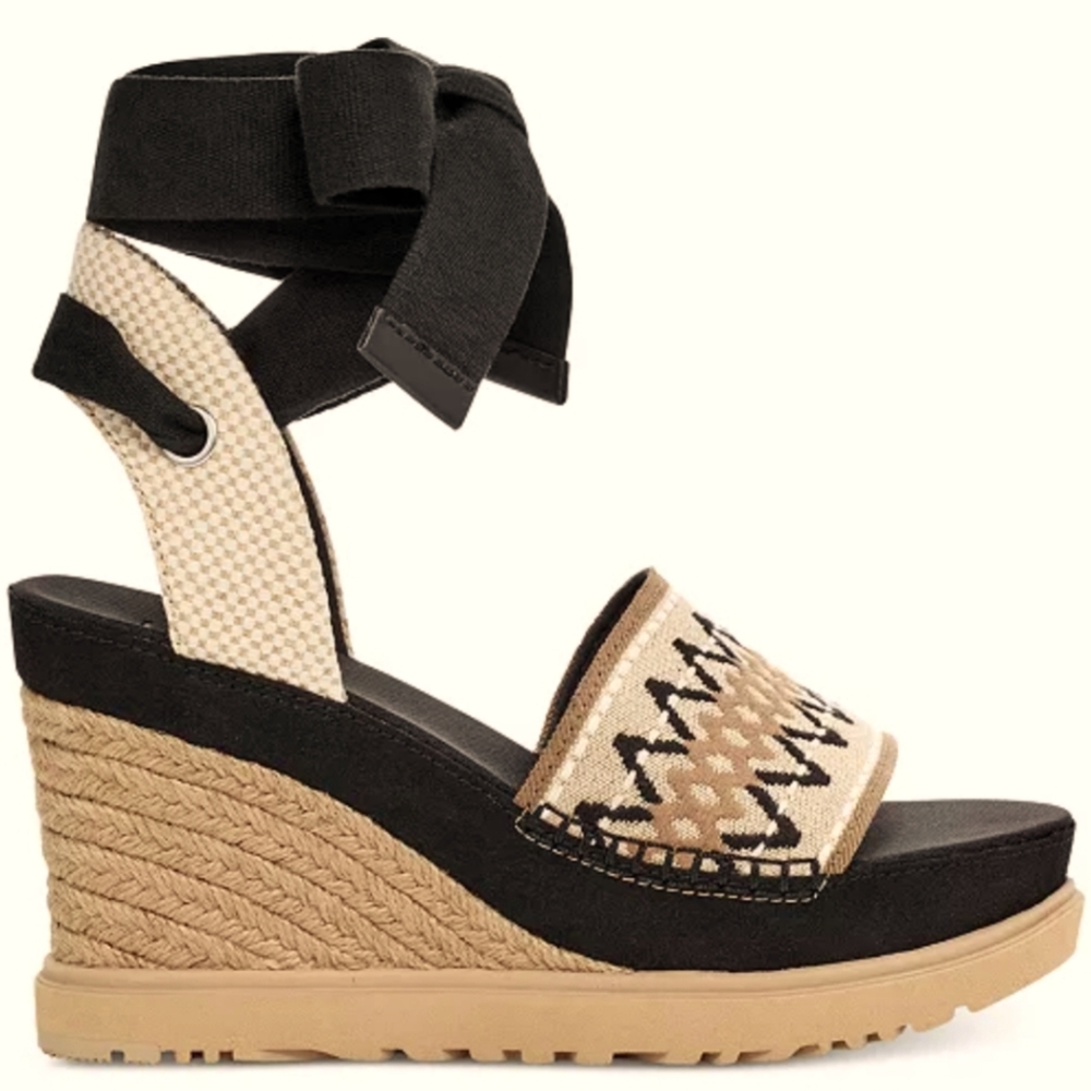Black and Tan UGG Wedge Sandals